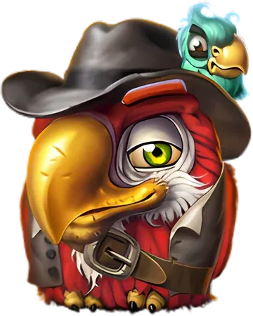 Captain Redfeather with Charlie perched on his hat in Pirots 5